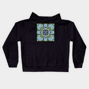 Circuitboard fire Kaleidoscope Pattern (Seamless) 20 Kids Hoodie